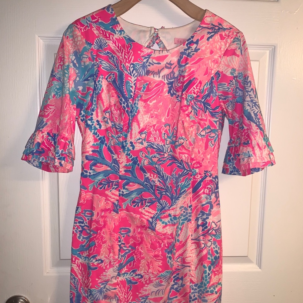 Lilly Pulitzer Pink Shift with Ruffle Sleeves